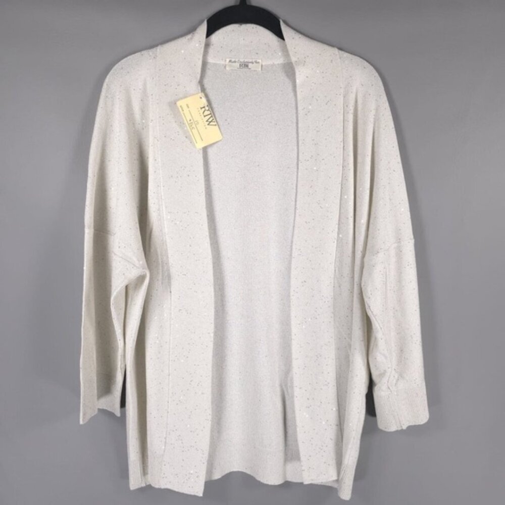 NWT RTW CHARLESTON ITALY🇮🇹MADE SILK Blend Fleck Knit Open Cardigan Size‎ 46